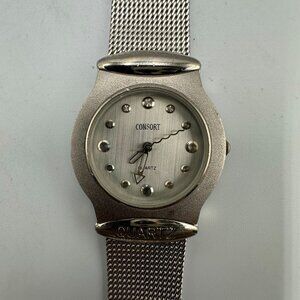 3/$30 Consort Watch Silver Tone Women 31MM Round Dial Mesh Buckle Band